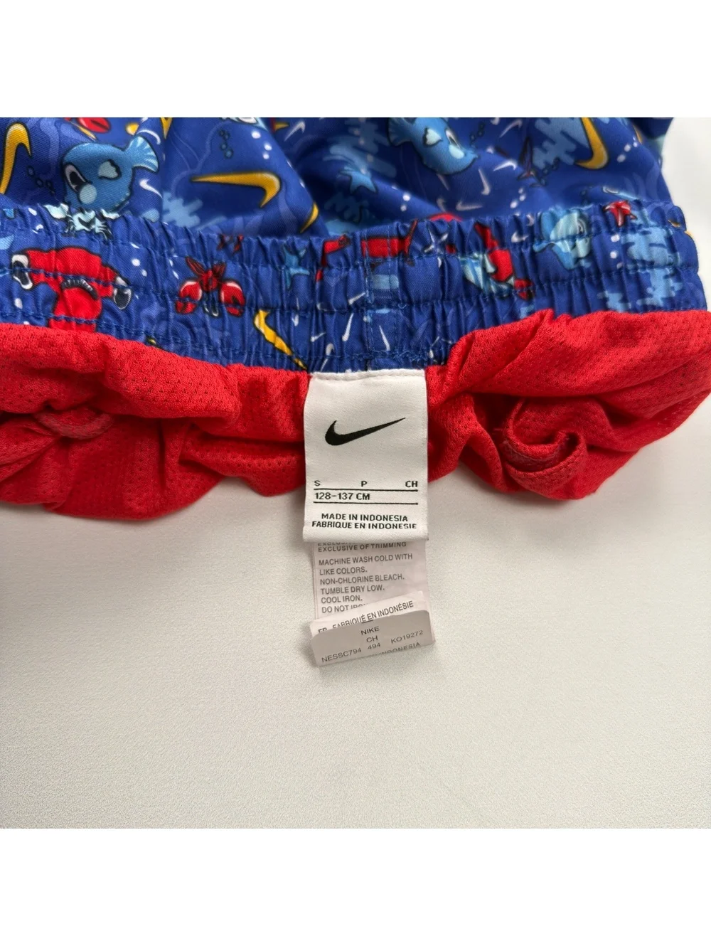 Nike Swim Shorts Blue Cartoon Print Elastic Waist - Boys Small